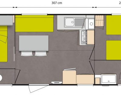 MOBIL-HOME 4-6 PLACES CAMPING AIN L’ESCAPADE 21.20 m2