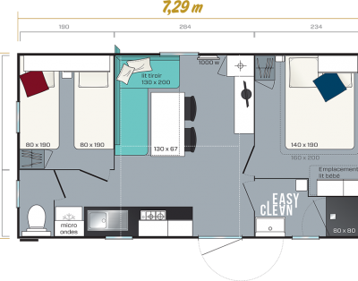 MOBIL-HOME 4-7 PLACES CAMPING AIN L’ESCAPADE 26.10 m2